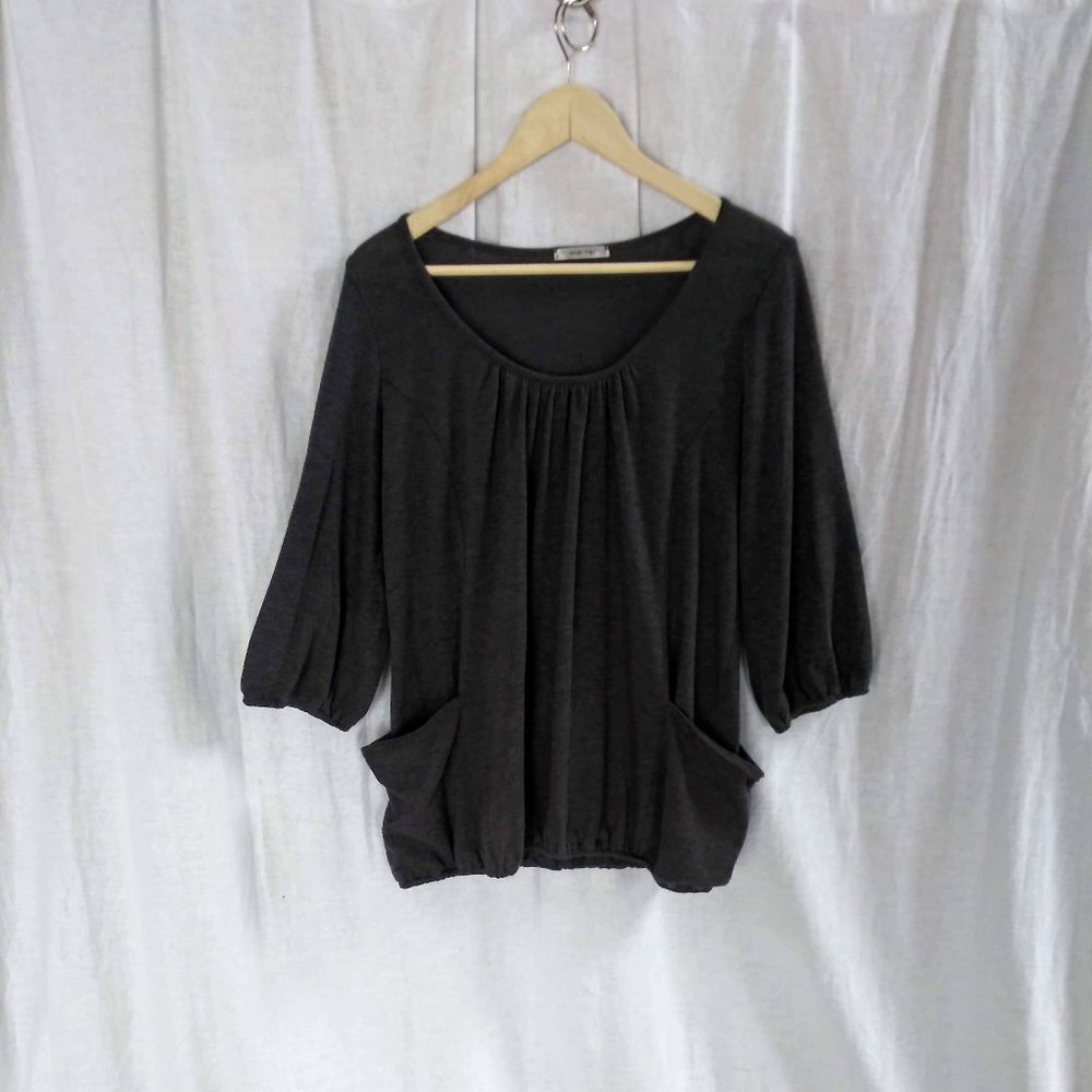 Mai Tai 3/4 length scoop neck top 2X